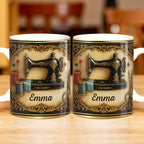 Personalized Classic Sewing Machine Design Coffee Mug, Ceramic Sewing Mug - Image 3