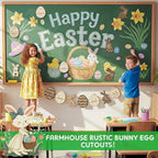 Funrous 80 Pcs Easter Paper Cutouts Farmhouse Rustic Bunny Egg Cutouts Easter - Image 6