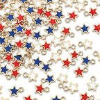 MARFOREVER 120 Pcs Patriotic Red White Blue Star Charms, 4th of July Charm by MARFOREVER