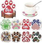 8 PCS Diamond Art Coasters Kit, Cute Paw-Shaped Diamond Painting Coasters by Gemozaic