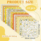 HunnmingRe 20 Pcs 10''x10'' Yellow Flower Quilting Fabric Square Spring Floral - Image 2