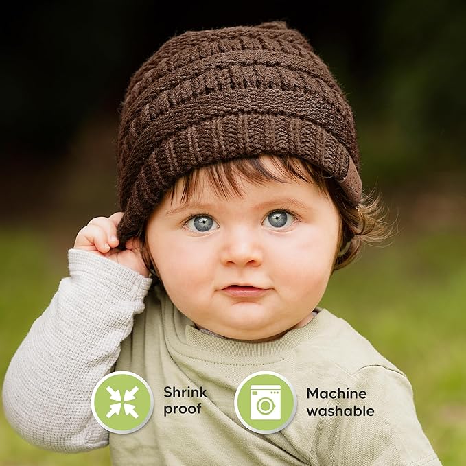 3-Pack Baby Beanies for Boys, Girls - Stretchy Knit Baby Hats, Cute Newborn & Toddler Winter Hat, Soft & Warm Infant Beanie 6-36 Months (Icelandic, M)