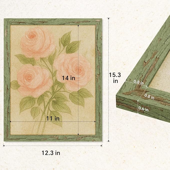 puthiac 11x14 Rustic Farmhouse Picture Frame, Weathered Green, 1 Pack | - Image 5