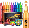 SAKEYR Super Golden Metallic Paint Markers, 12 Colors Sparkle Metallic Glitter by SAKEYR