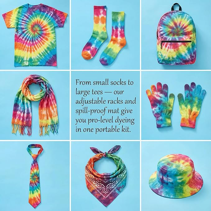 Tie Dye Kit with 2 Adjustable Folding Racks, Non-Slip Silicone Pad & 100 - Image 4