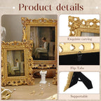 Wonderjune 3 Pcs Vintage Picture Frames Antique Set Baroque Ornate Gold Arched - Image 4
