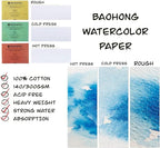 BAOHONG Artists' Watercolor Paper Block, 100% Cotton, 140LB/300GSM, Watercolor - Image 7