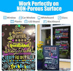 Window Chalk Markers for Cars Glass Washable, 10 Colors Jumbo Liquid Chalk - Image 4