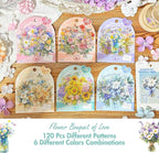 OKUPAN 120Pcs Flower Stickers for Scrapbooking Supplies, Transparent Scrapbook - Image 3