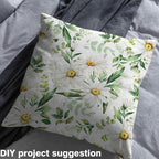 Boho Daisy Fabric by The Yard, Watercolor White Floral Soft Flannel Polyester - Image 3