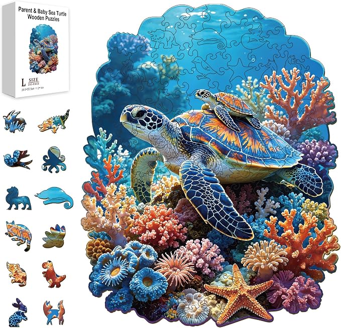 200pcs Wooden Puzzles for Adults Unique Animal Shaped Pieces Marine Life by Unknown