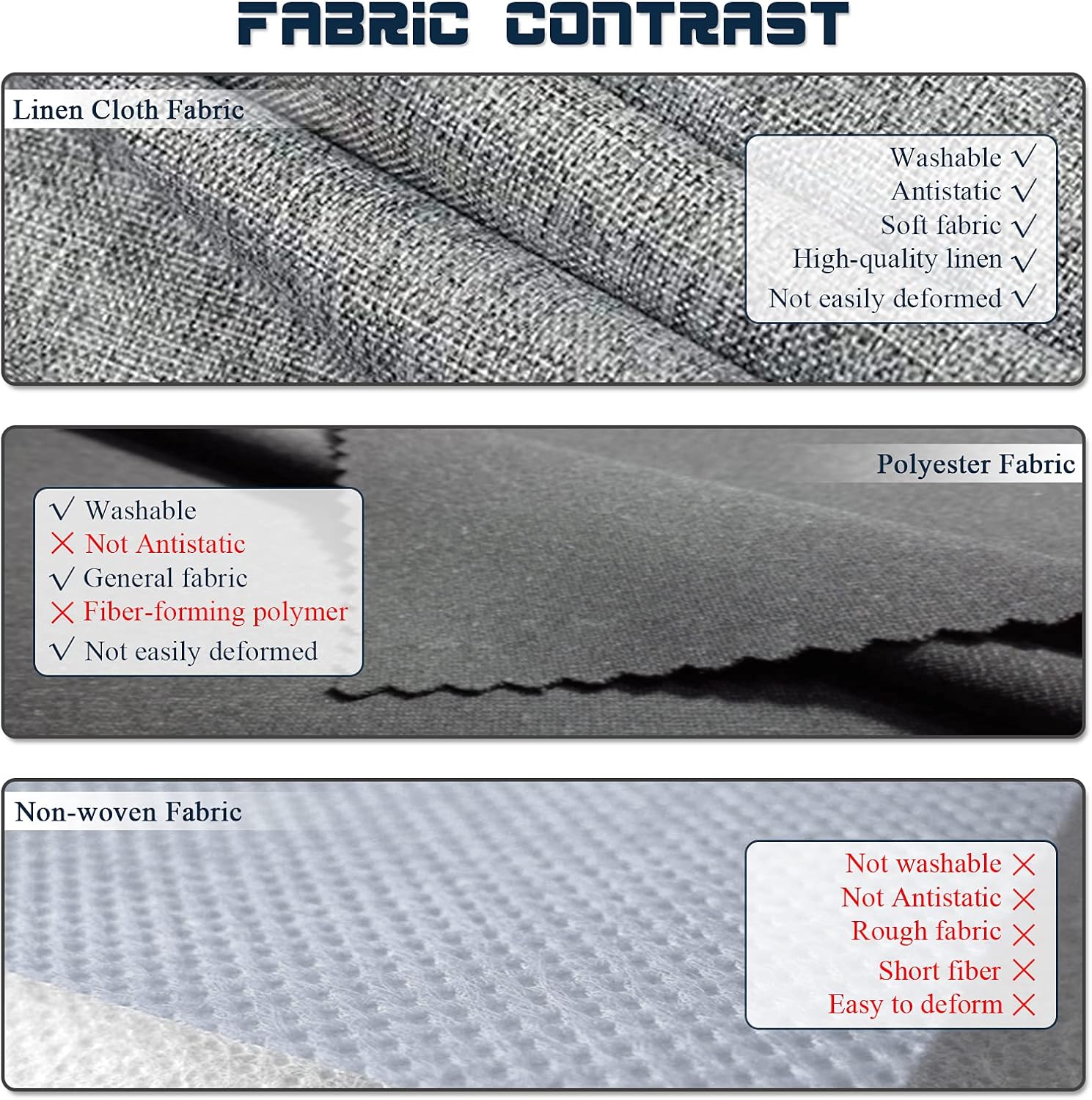 Hanging Closet Organizer, Easy Mount Collapsible 3-Shelf Camper Closet Wardrobe Hanging Storage Shelves, Folded Clothes Towels Handbag Shoes Accessories Storage, Linen Cloth, Gray