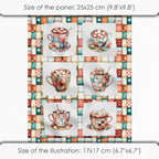Patchwork Hot Cocoa Cotton Fabric Panel – 6 Designs + Bonus Sheet 29.5×19.6 inch - Image 6