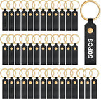 Wavyknot 50 Pcs PU Leather Keychain Blanks Bulk Laser Engraving Blanks Keychain by Wavyknot