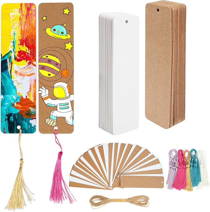 SWATOM 201 PCS Paper Blank Bookmarks to Decorate 100 Sets Cardstock DIY by SWATOM