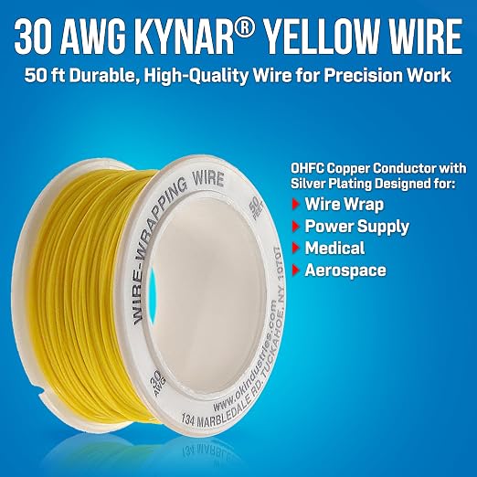 Jonard Tools R-30Y-0050 Yellow Insulated Kynar Copper Wire Roll, 30 AWG - Image 2