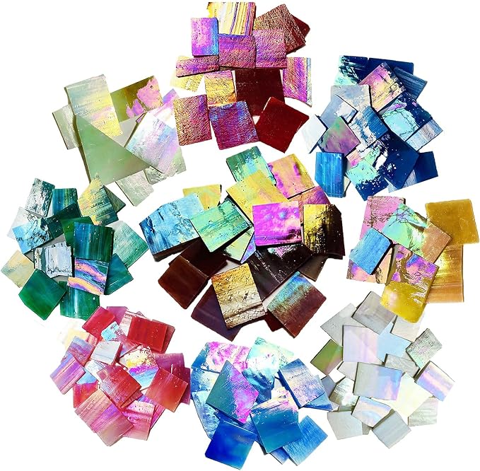 Iridescent Mosaic Glass Pieces Stained Glass Sheet Scraps - Image 2