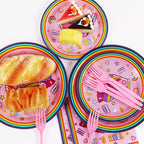 Qyeahkj 100 Pcs Roller Skating Party Plates and Napkins Set Pink Roller Skate - Image 5