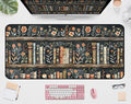 Vintage Flower Bookshelf Desk Mat, Library Book Mouse Pad Desk Pad, Extended by Unknown