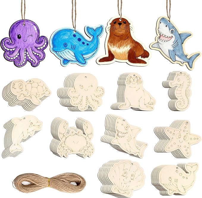 80PCS Unfinished Ornament Wood Crafts, Painting Blank Wooden Cutouts | DIY 10 by GFPGYQ