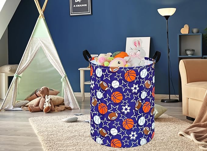 Round Laundry Hamper Storage Basket Laundry Organizer Hamper Storage Bins Clothes and Toys Box Nursery Hamper Gift Basket For Kids with Handles