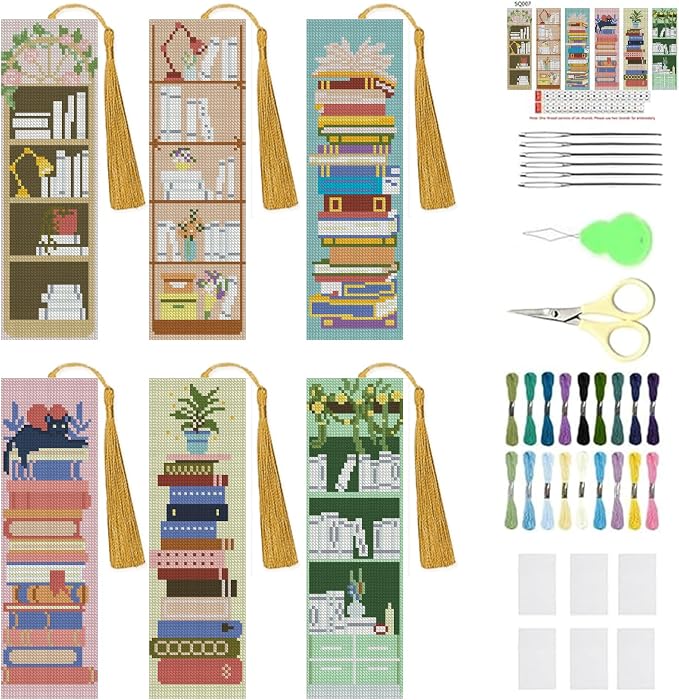 KYOQFVN Bookshelf Cross Stitch Bookmarks by KYOQFVN
