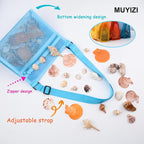 MUYIZI Mesh Beach Bag for Shells Collecting 3 Pack, Shell Bags for Beach - Image 2