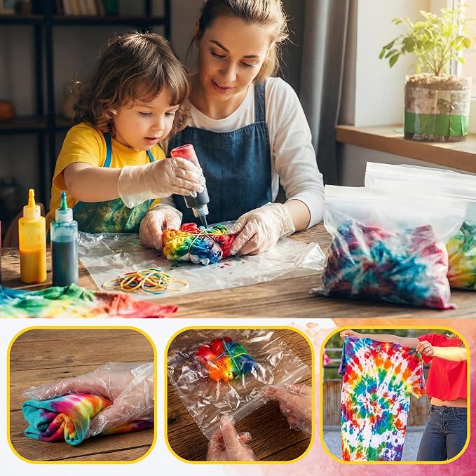 1000 Pcs Rubber Bands Kit for Tie Dye Projects Craft Project Colorful Elastic - Image 6