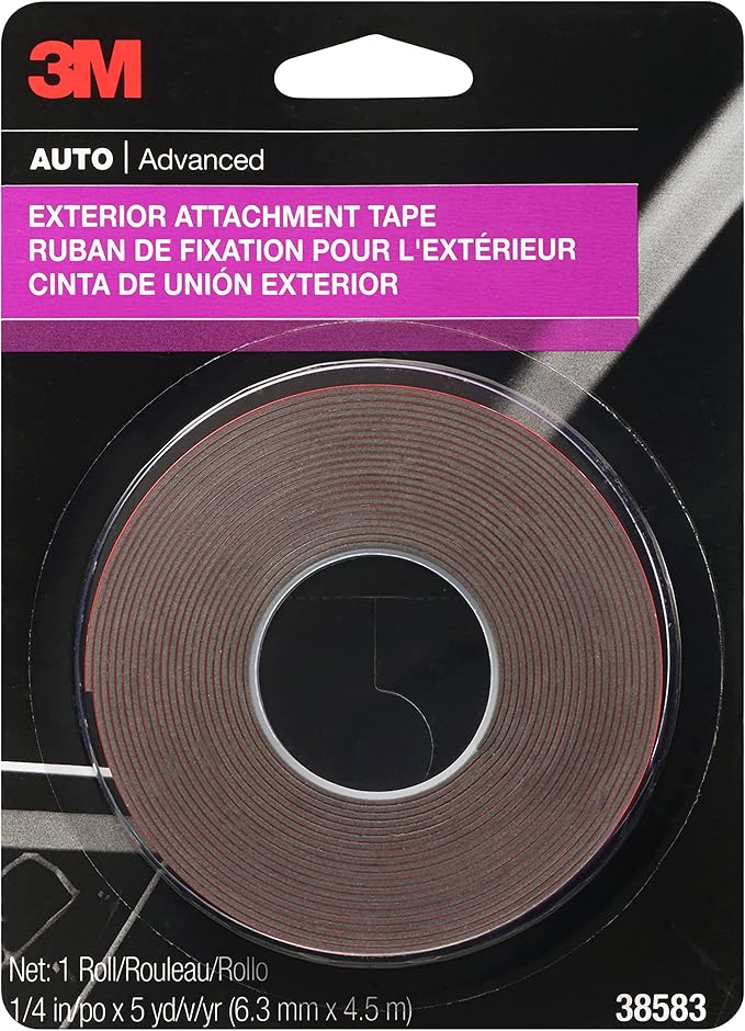 3M Exterior Attachment Tape, Emblems and Trim, 1/4 in width x 5 yards in length by 3MIndustrial