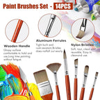 14pcs Acrylic Paint Brushes, Professional Synthetic Bristles Paint Brush Set - Image 4