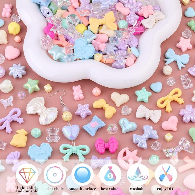 200-260PCS TINKRSTUFF Assorted Macaroon Color Acrylic Beads - Image 3