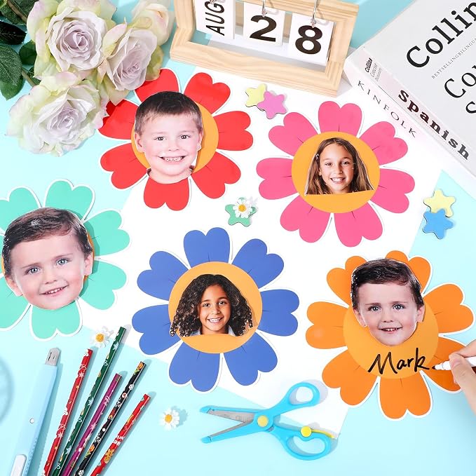 gisgfim 80Pcs Colorful Flower Cutouts Back to School Decorations Bulletin Board - Image 4