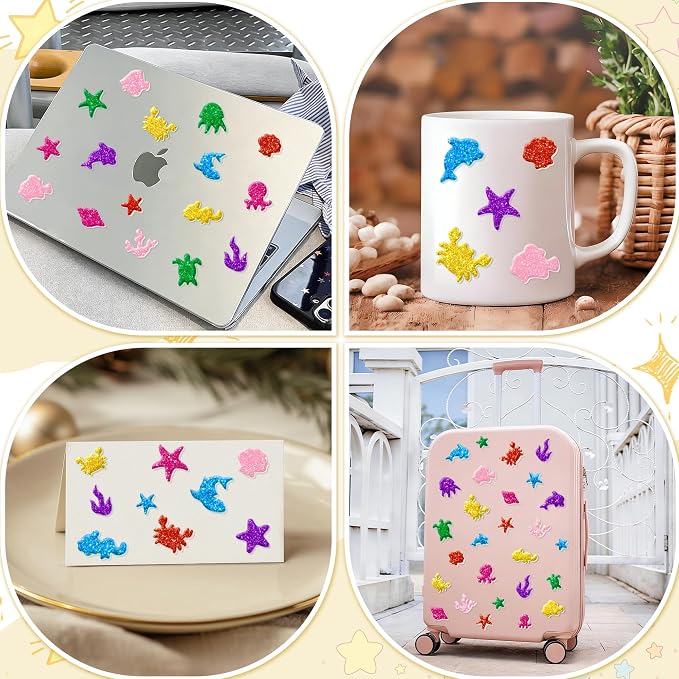 Foam Stickers, 7 Sheets 3D Glitter Foam Ocean Stickers, Self-Adhesive EVA Foam - Image 5