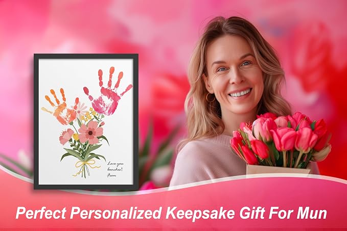 TwoDays Flower Bouquet Handprint Art Craft DIY Kit, Unique Gifts - Image 7