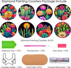 TDOOW Diamond Art Painting Coasters 8 Pcs Colorful Cacti Diamond Art Coasters - Image 2
