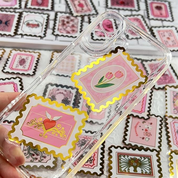 50 Pieces of Gold-Embossed Cartoon Love Stamp Stickers, Suitable - Image 5