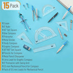 Mr. Pen- Geometry Set, 6 Inch Swing Arm Protractor, Divider | Set Squares - Image 2