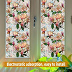 Retro Flowers Window Privacy Film, Magnolia Stained Glass Decorative Window Film - Image 7