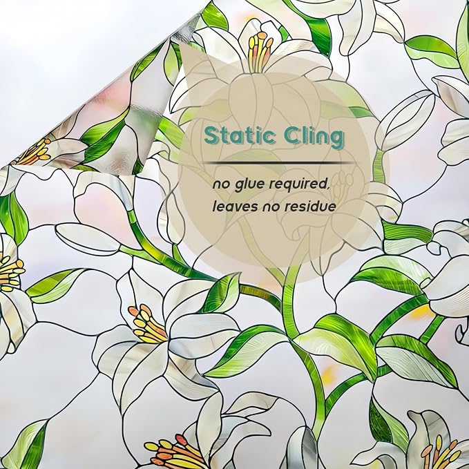 Oxdigi 3D Stained Glass Window Film Decorative, Static Cling Privacy Protection - Image 3