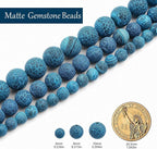 6mm Matte Blue Frosted Agate Bead, 15-Inch Matte Round Loose Stone Beads - Image 3