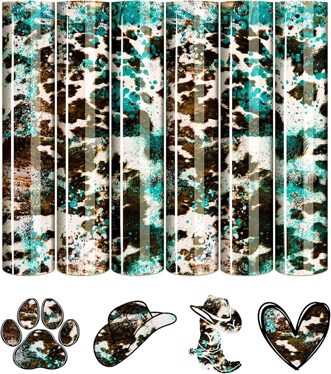 Tintnut Turquoise Cowhide Heat Transfer Vinyl, easy cut & weed, stretch washable by Tintnut