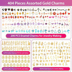 Flasoo 404Pcs Gold Charms for Jewelry Making, Keychains and Crafts - Image 2