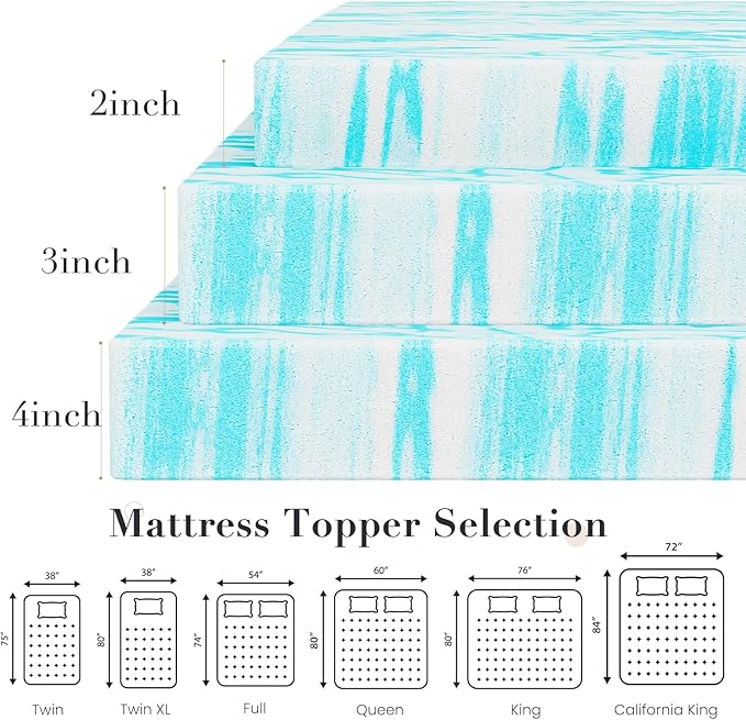 DUMOS Mattress Toppers Memory Foam Twin XL, 4 Inch Thick Bed Topper Pad Cooling - Image 5