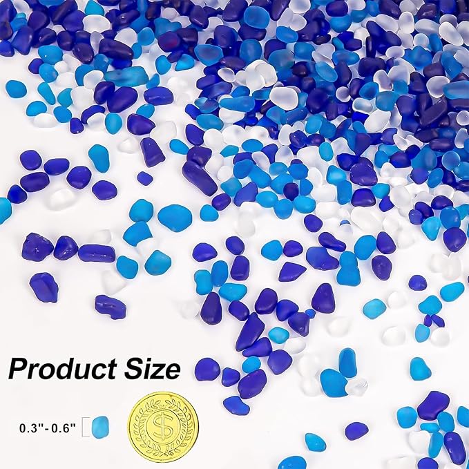 QEQEKAKA Sea Glass Stones for Crafts About 2.75LB (1180g/41.62oz Glass Pebbles - Image 2