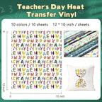 HTVSTD Teachers' Day HTV Heat Transfer Vinyl 10Sheets 12×10in Iron on Vinyl | - Image 2