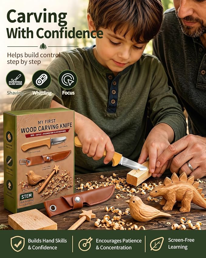 Whittling Knife for Kids, Safe Beginner Rounded Tip Wood Carving Knife for Boys - Image 5
