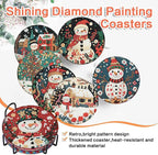 ijbnhd 8 PCS Diamond Art Coasters, Christmas Snowman Cork Wooden Pad | Diamond - Image 6