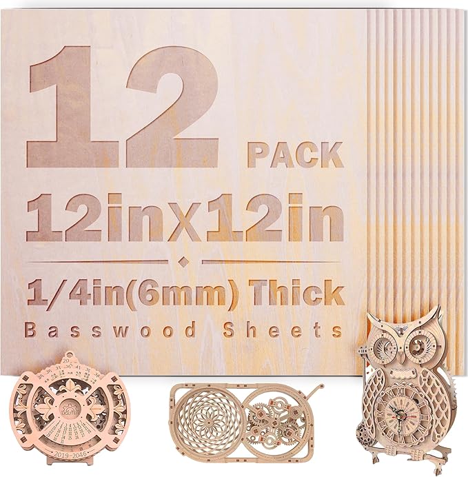 12 Pack Basswood Sheets 1/4 inch, 6mm Basswood by Unknown