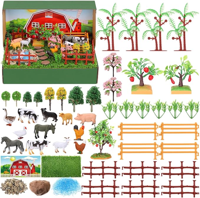 Teyva Daily 48 Pcs Farm Diorama Kit Habitat Project Box Set Farm Diorama by Unknown