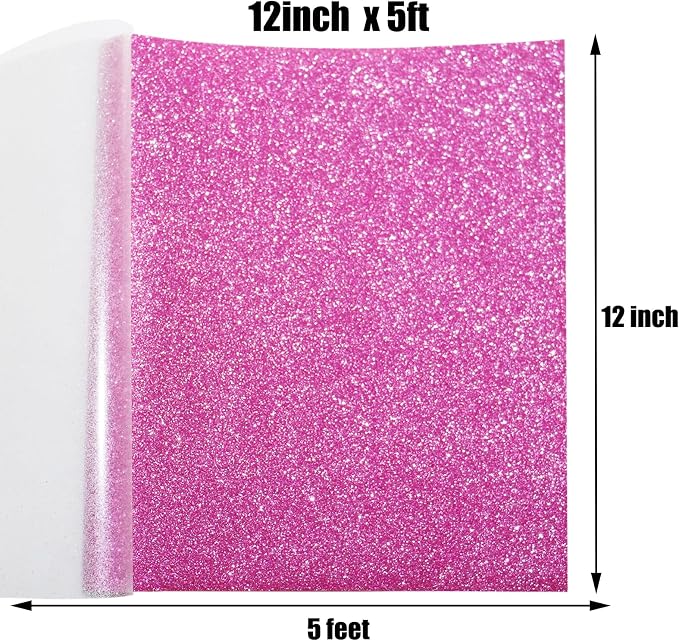 Glitter Heat Transfer Vinyl 12" x 5ft Pink Glitter Iron on Vinyl - Image 6